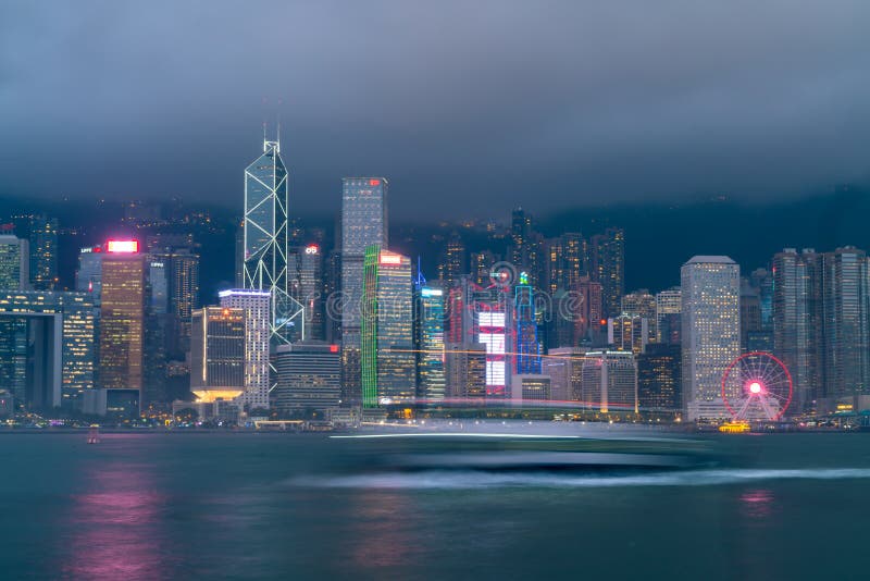 HONG KONG - Feb 20 2019 : Scene of the Victoria Harbour in Hong Kong