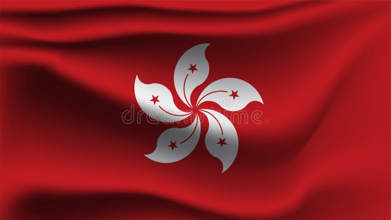 Hong Kong flagga som vinkar med för illustrationvåg för vind 3D flaggan stock illustrationer Hong Kong flagga som vinkar med för illustrationvåg för vind 3D flaggan stock illustrationer