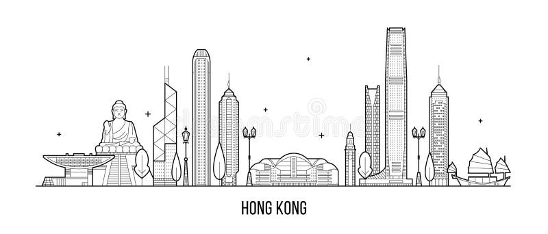 Hong Kong horisontFolkrepubliken Kina vektor stock illustrationer