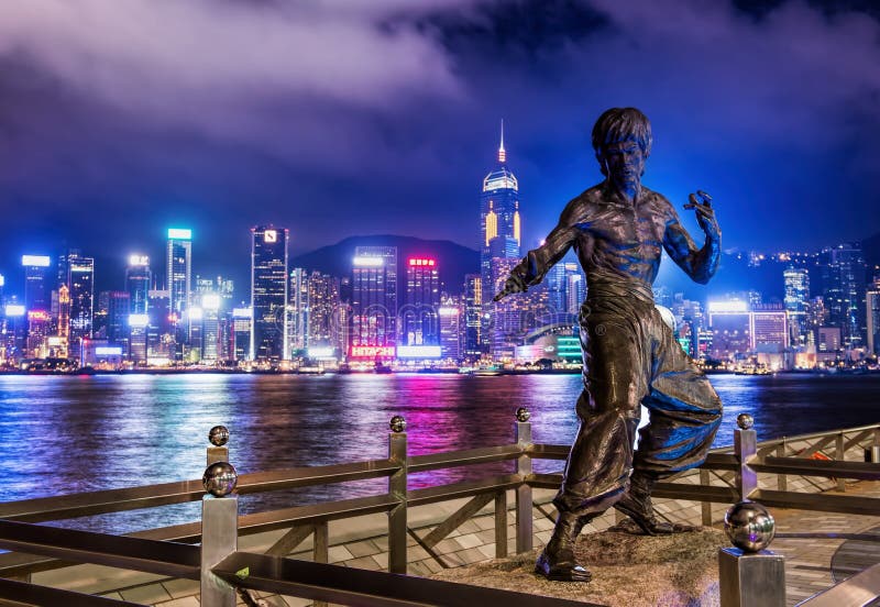 Hong Kong. JUNE 08, Bruce Lee S Statue at Night in Hong Kong S Editorial  Image - Image of distant, downtown: 55821280