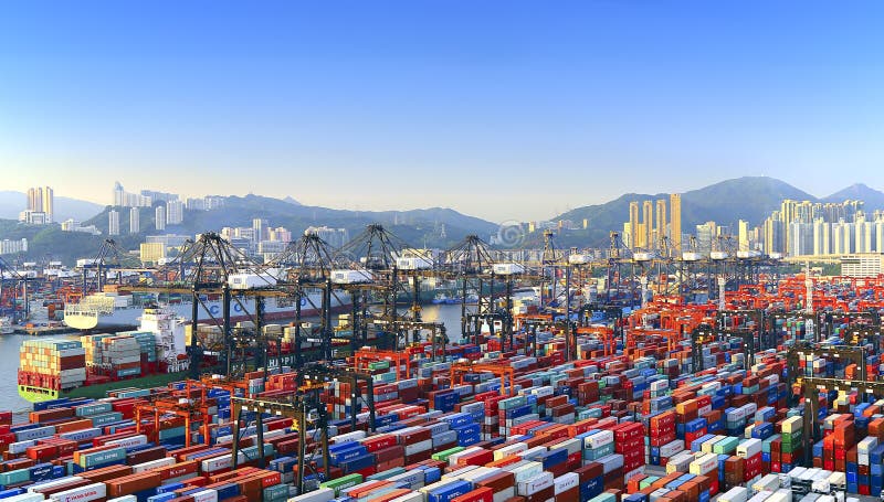 Hong kong kwai chung container terminal stock images