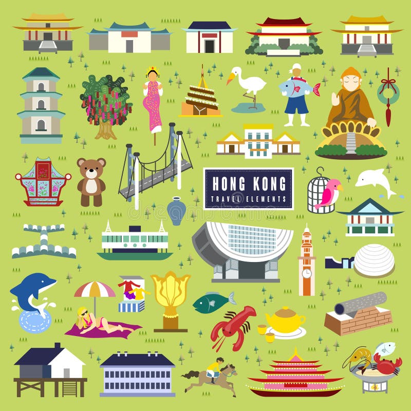Hong Kong loppbeståndsdelar stock illustrationer