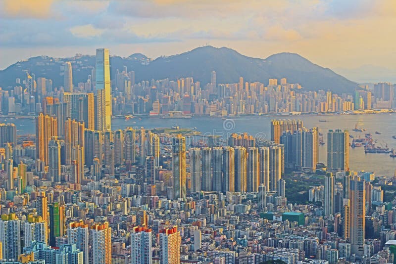 Hong Kong miasto Kowloon przy 2014. Hong Kong miasto Kowloon widok 2014