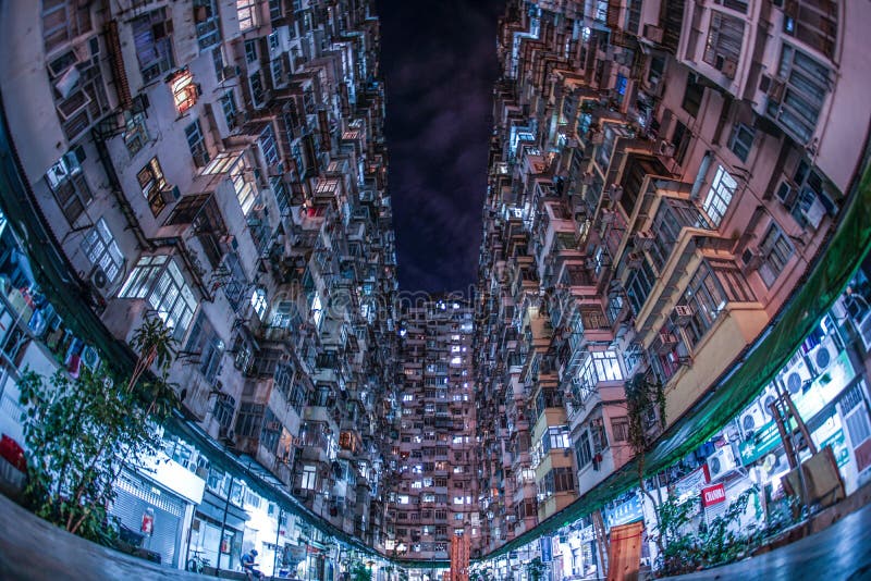 Hong Kong mieszkania mieszkania w wieżowcu łupu zatoka zdjęcia royalty free