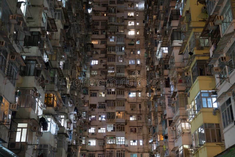 Hong Kong mieszkania mieszkania w wieżowcu łupu zatoka fotografia stock