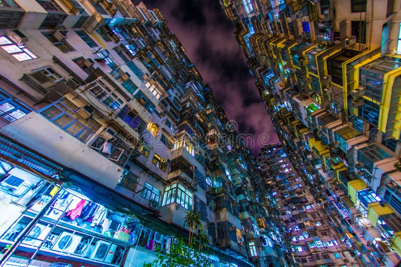 Hong Kong mieszkania mieszkania w wieżowcu łupu zatoka fotografia royalty free
