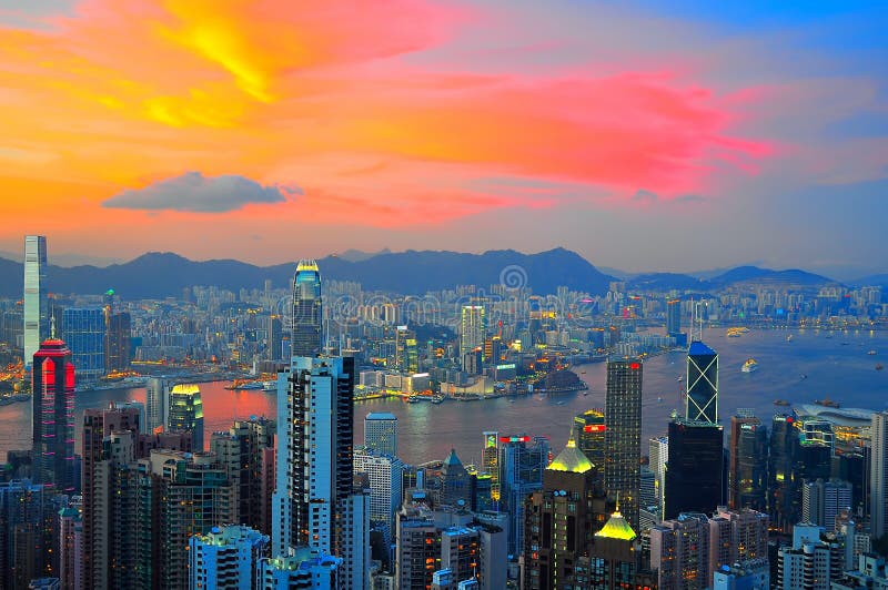 Hong Kong na noite imagens de stock Hong Kong na noite imagens de stock