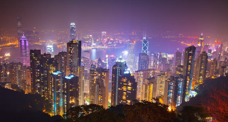 hong kong noc szczytu scena zdjęcia stock hong kong noc szczytu scena zdjęcia stock