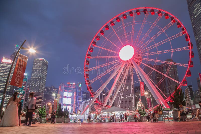 Hong Kong obserwacji ko?o przy AIA ?ywotno?ci parkiem, Hong Kong wyspa fotografia royalty free Hong Kong obserwacji ko?o przy AIA ?ywotno?ci parkiem, Hong Kong wyspa fotografia royalty free