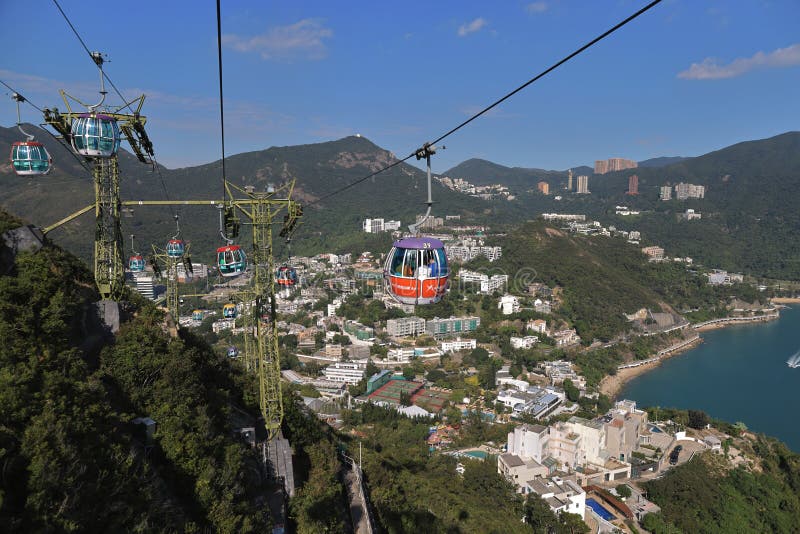 Hong Kong Ocean Park Cable Car Which Send People between the Waterfront