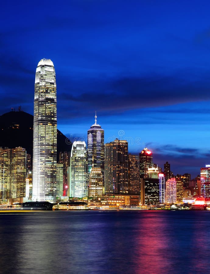 Download Hong Kong på natten fotografering för bildbyråer. Bild av upptaget - 27279531