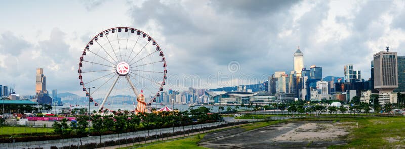 Hong Kong, Sierpień - 8, 2018: Hong Kong panoramicznego widoku w centrum wi obrazy stock Hong Kong, Sierpień - 8, 2018: Hong Kong panoramicznego widoku w centrum wi obrazy stock