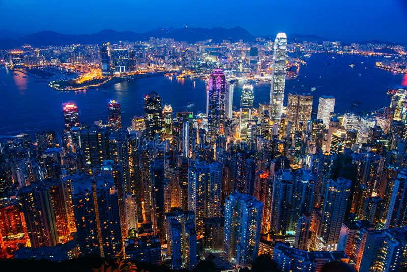 Hong Kong Skyline at Dusk editorial image. Image of dusk - 198556730