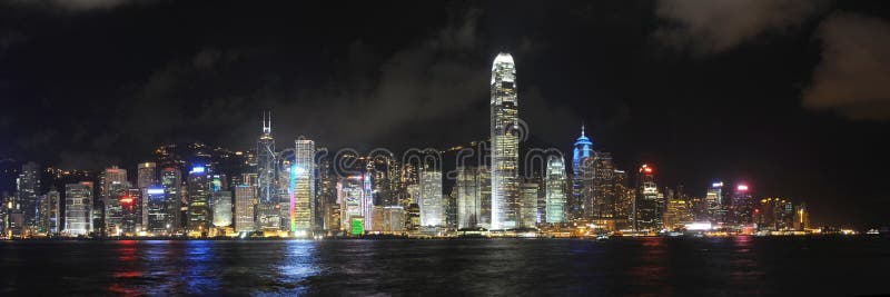 Hong Kong Skyline at night stock photo. Image of hong - 10425886