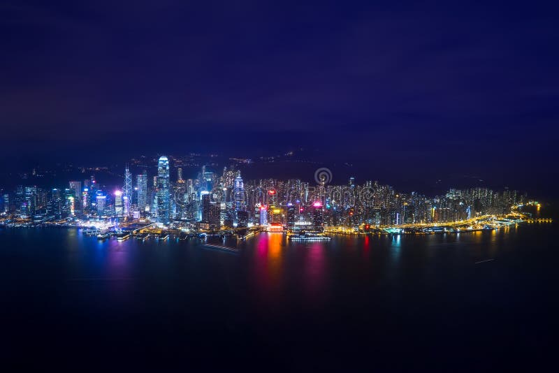 Hong Kong skyline night panorama