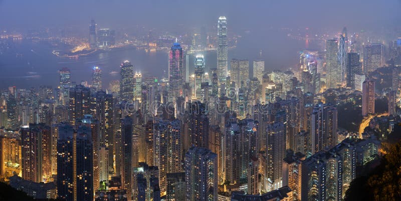 Hong Kong skyline from Victoria Peak at night