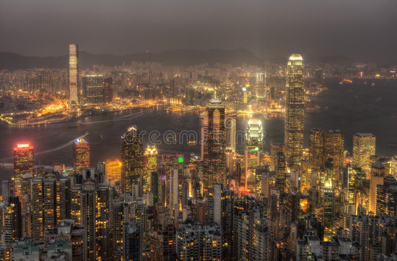 Hong Kong-Skyline Von Victoria-Spitze Redaktionelles Stockfoto - Bild