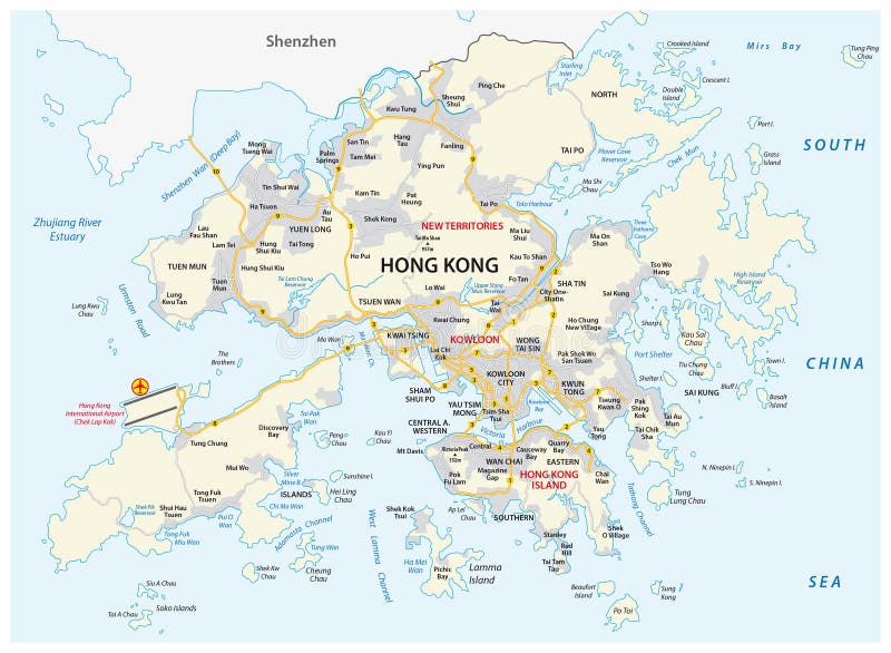 Hong Kong Special Administrative Region av för vägvektor för folk s Republiken Kina översikten vektor illustrationer
