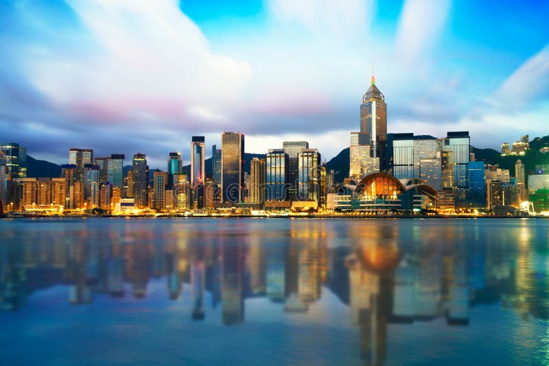 Hong Kong-Stadtbild, Sonnenaufgang-Dämmerungsszene stockfoto Hong Kong-Stadtbild, Sonnenaufgang-Dämmerungsszene stockfoto