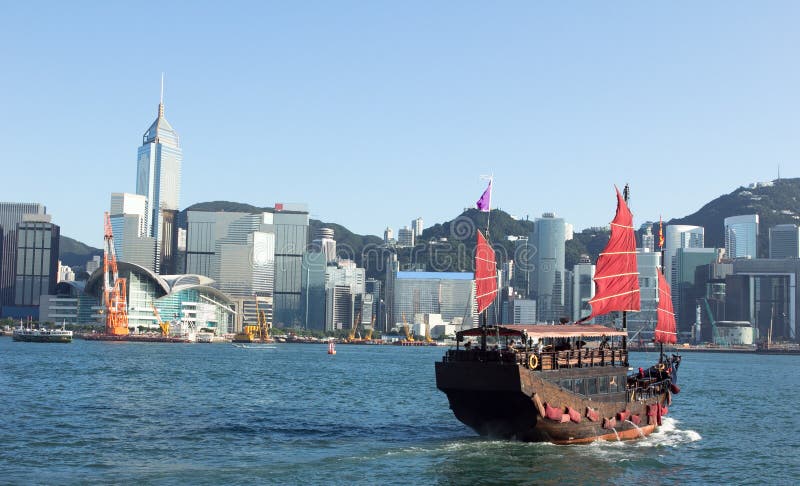 Hong Kong and Tourists Junk