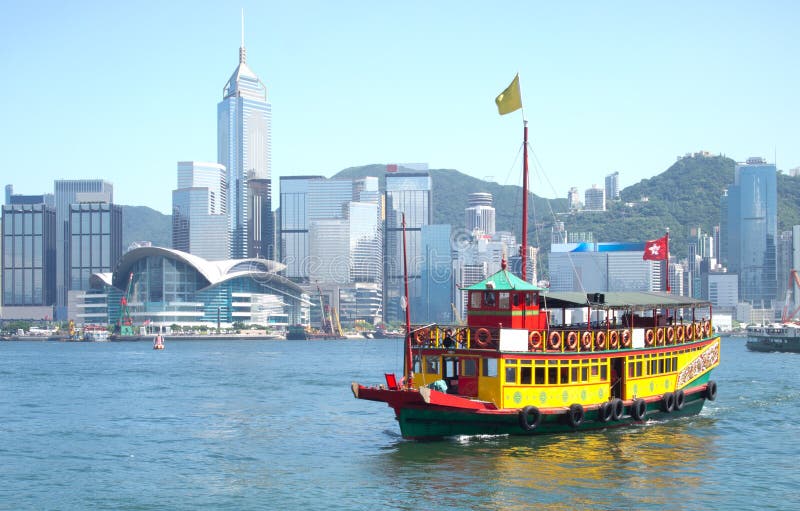 Hong Kong and Tourists Junk Boat