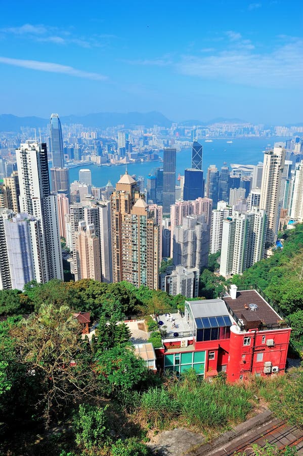 Hong- Konggebirgsdraufsicht Stockbild - Bild von hauptstadt, skyline