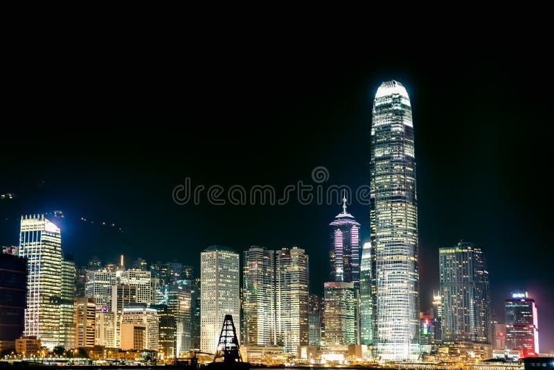 Hong- KongSkyline nachts lizenzfreie stockbilder Hong- KongSkyline nachts lizenzfreie stockbilder