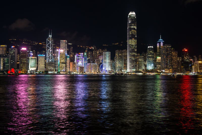Hong- KongSkyline nachts stockfoto Hong- KongSkyline nachts stockfoto