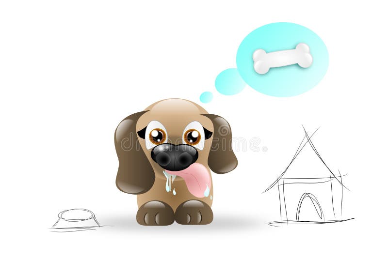 Hongerige Hond stock illustratie Hongerige Hond stock illustratie