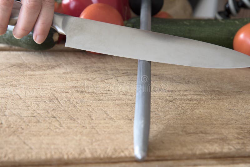 Honing Chef`s Knife stock photo. Image of preparation 107533780