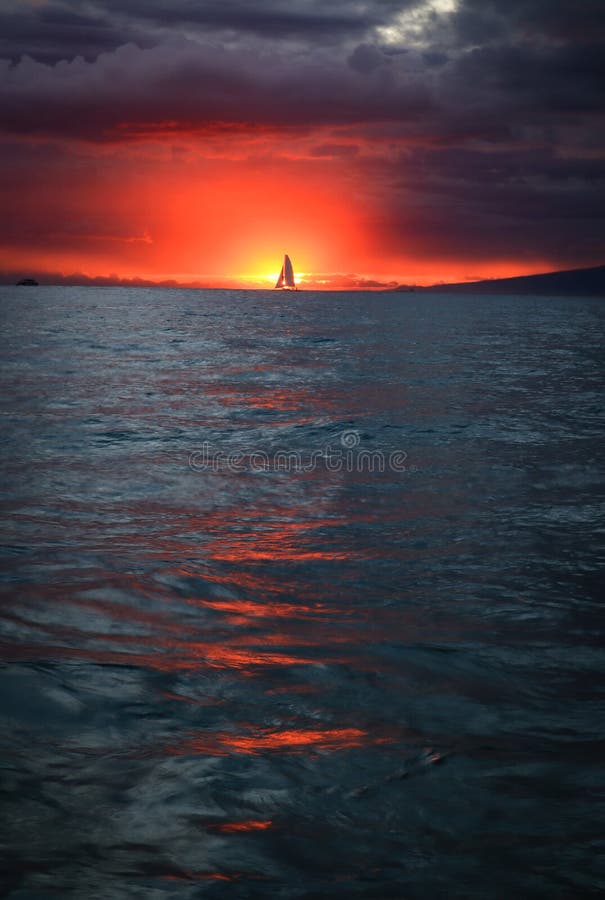 dark red sailboat