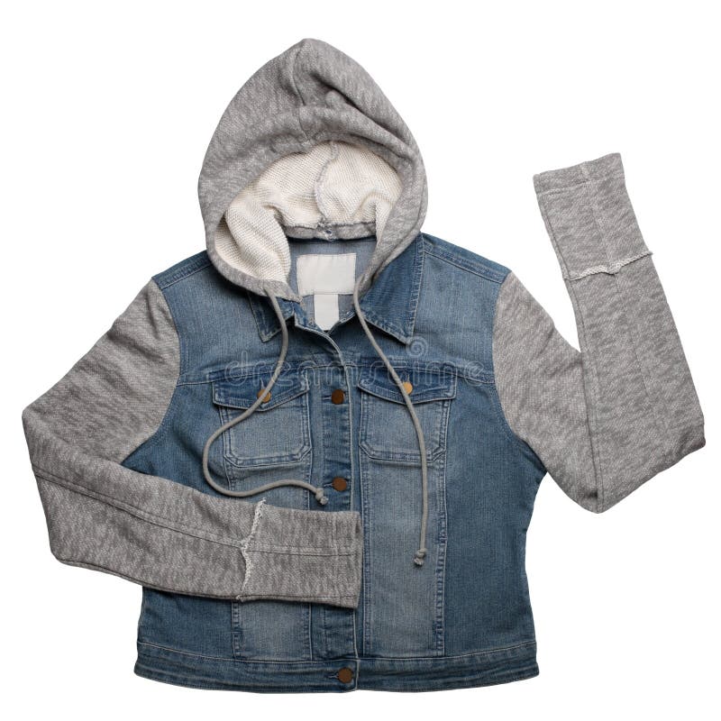 Hooded Denim Jacket for Women Stock Photo - Image of denim, fashion ...