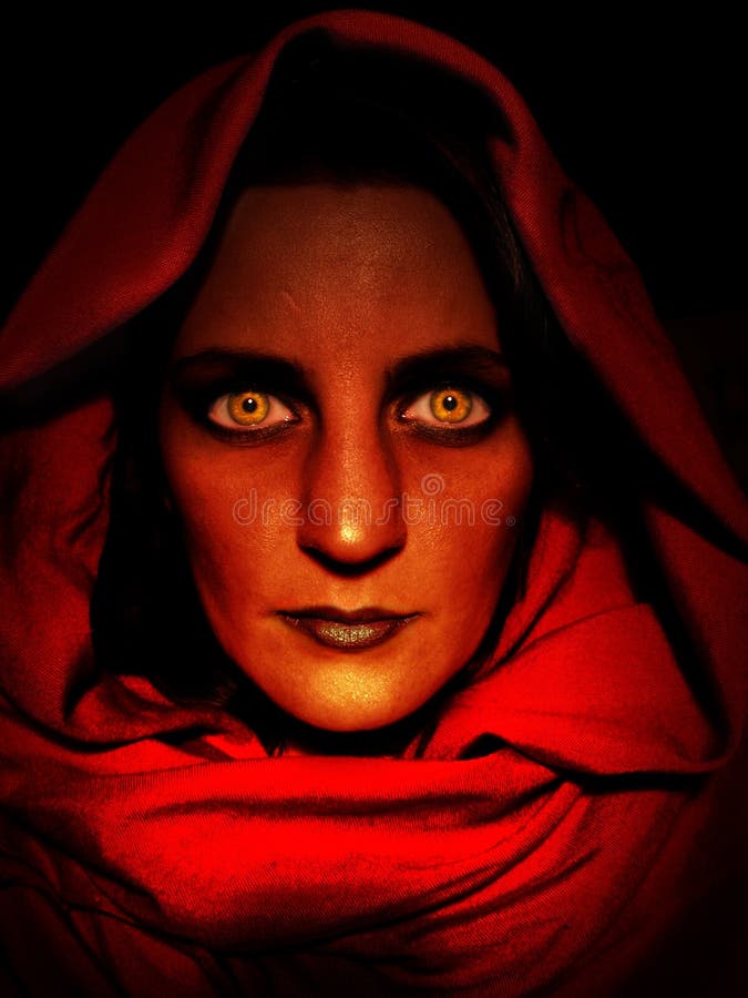 Hooded Evil Woman Portrait stock illustration. Illustration of