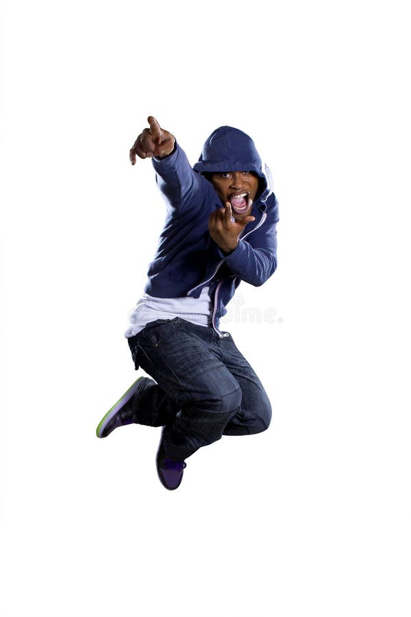 Hooded Man Jumping stock image. Image of jump, energy - 59584389