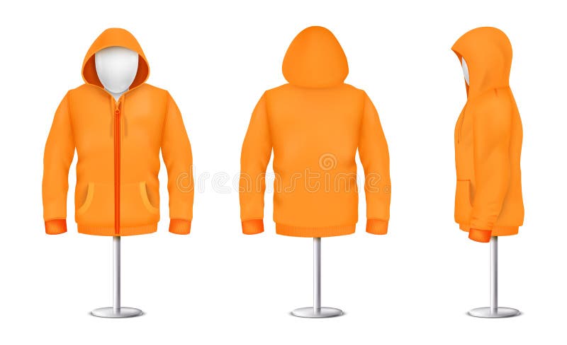 Hoodie alaranjado do vetor com o zíper no manequim ilustração stock Hoodie alaranjado do vetor com o zíper no manequim ilustração stock