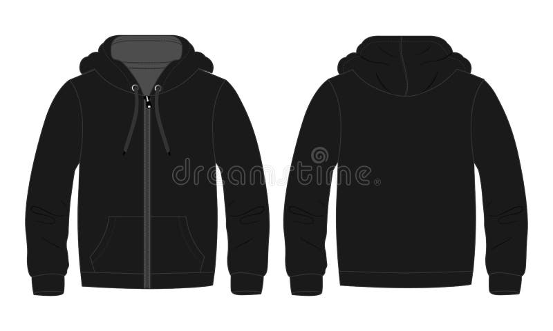 Hoodie. Technical Fashion Flat Sketch Vector Template Front and Back ...