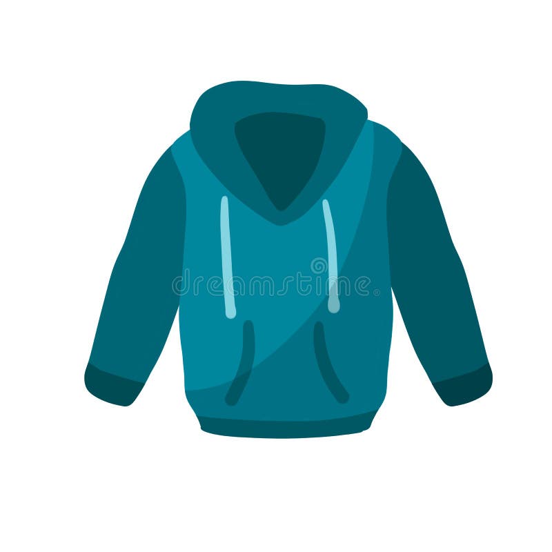 Hoodie with Hood. Blue Warm Clothing. Sweatshirt with Handles. Cartoon ...