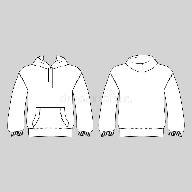 Hoodie Man Template Front, Back Views Stock Vector - Illustration of ...