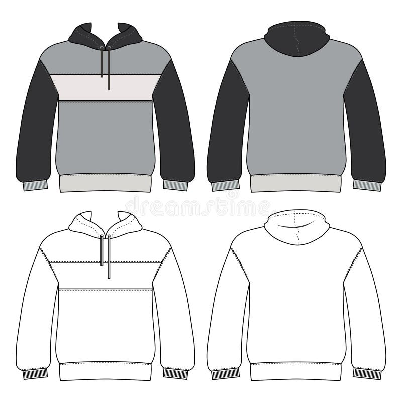 Hoodie Man Template Front, Back Views Stock Vector - Illustration of ...