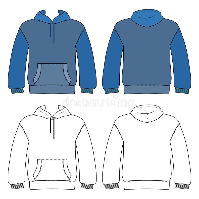 Hoodie Man Template Front, Back Views Stock Vector - Illustration of ...