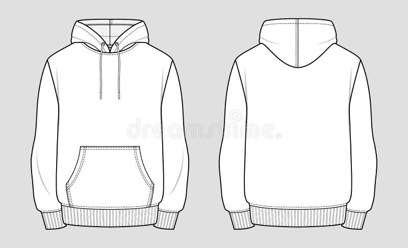 Hoodie. Technical sketch of clothes. Fashion vector illustration. Hoodie. Technical sketch of clothes. Fashion vector illustration