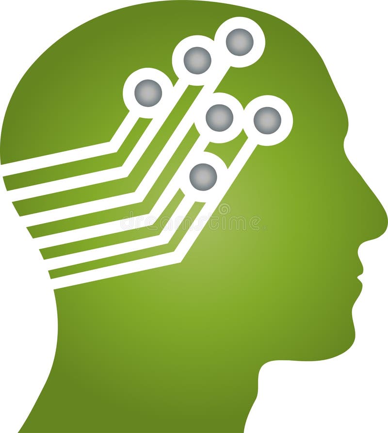 Hoofd, gezichts en raads, hoofd en robotembleem royalty-vrije illustratie Hoofd, gezichts en raads, hoofd en robotembleem royalty-vrije illustratie