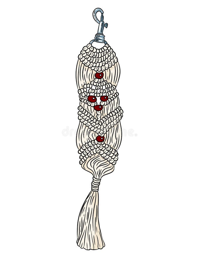 Hoofdketen Macrame boho-stijl Scharm van het textielknotten Llineair modern inheems macrame-element