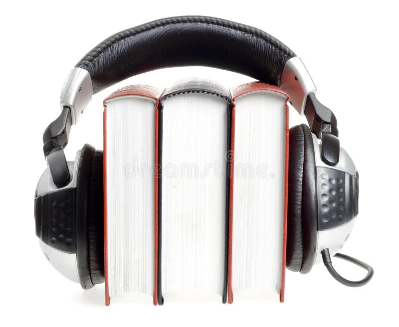 headphones and books (audio book concept). headphones and books (audio book concept)