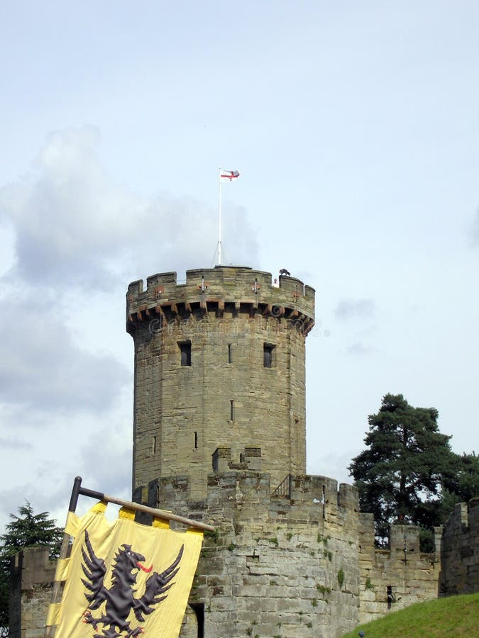 Hoofdtoren van Warwick Castle, Warwickshire, Engeland stock foto Hoofdtoren van Warwick Castle, Warwickshire, Engeland stock foto