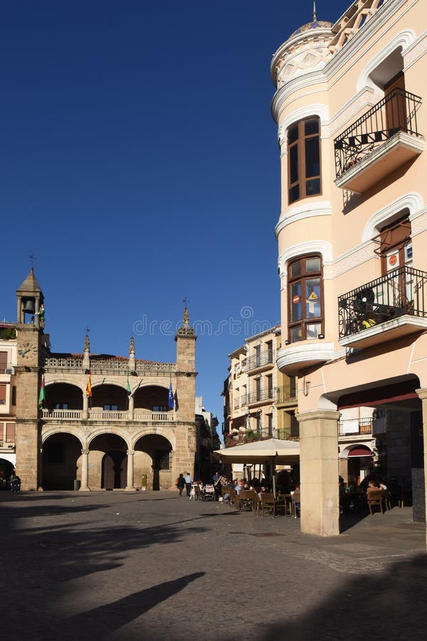 Hoofdvierkant van Plasencia, Caceres-provincie, stock foto Hoofdvierkant van Plasencia, Caceres-provincie, stock foto