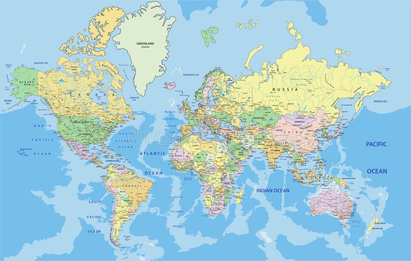 Hoogst gedetailleerde politieke kaart van de Wereld