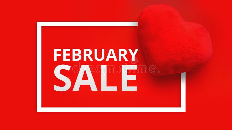 Hoogste mening over samenstelling met harten op rode achtergrond Februari-verkoop