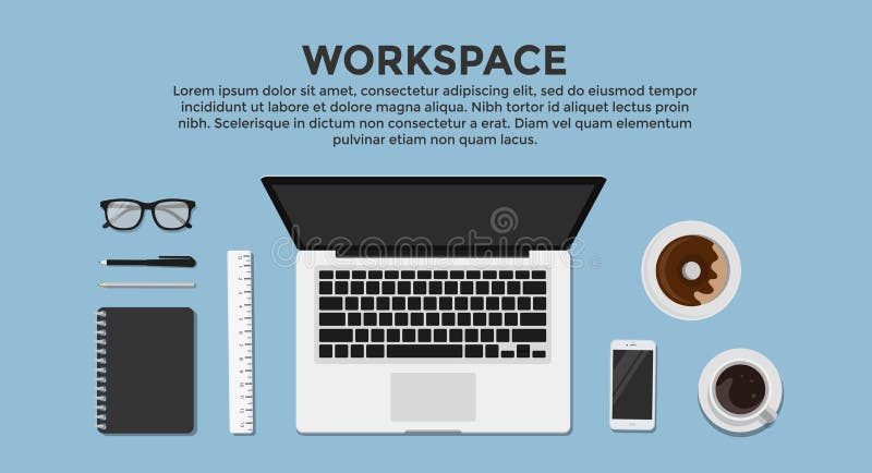 Hoogste mening van werkend bureau met gadget en beschikbare ruimte voor tekst royalty-vrije illustratie Hoogste mening van werkend bureau met gadget en beschikbare ruimte voor tekst royalty-vrije illustratie