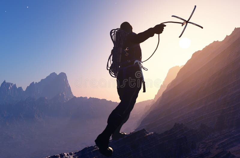 Climber throwing his rope stock image. Image of sport 17605725